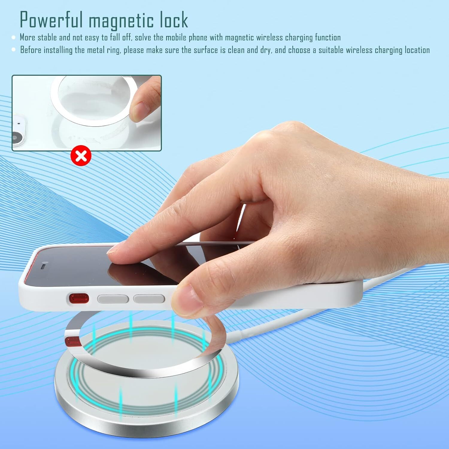 Metal Rings Sticker Wireless Universal Compatible with MagSafe Wireless Charger