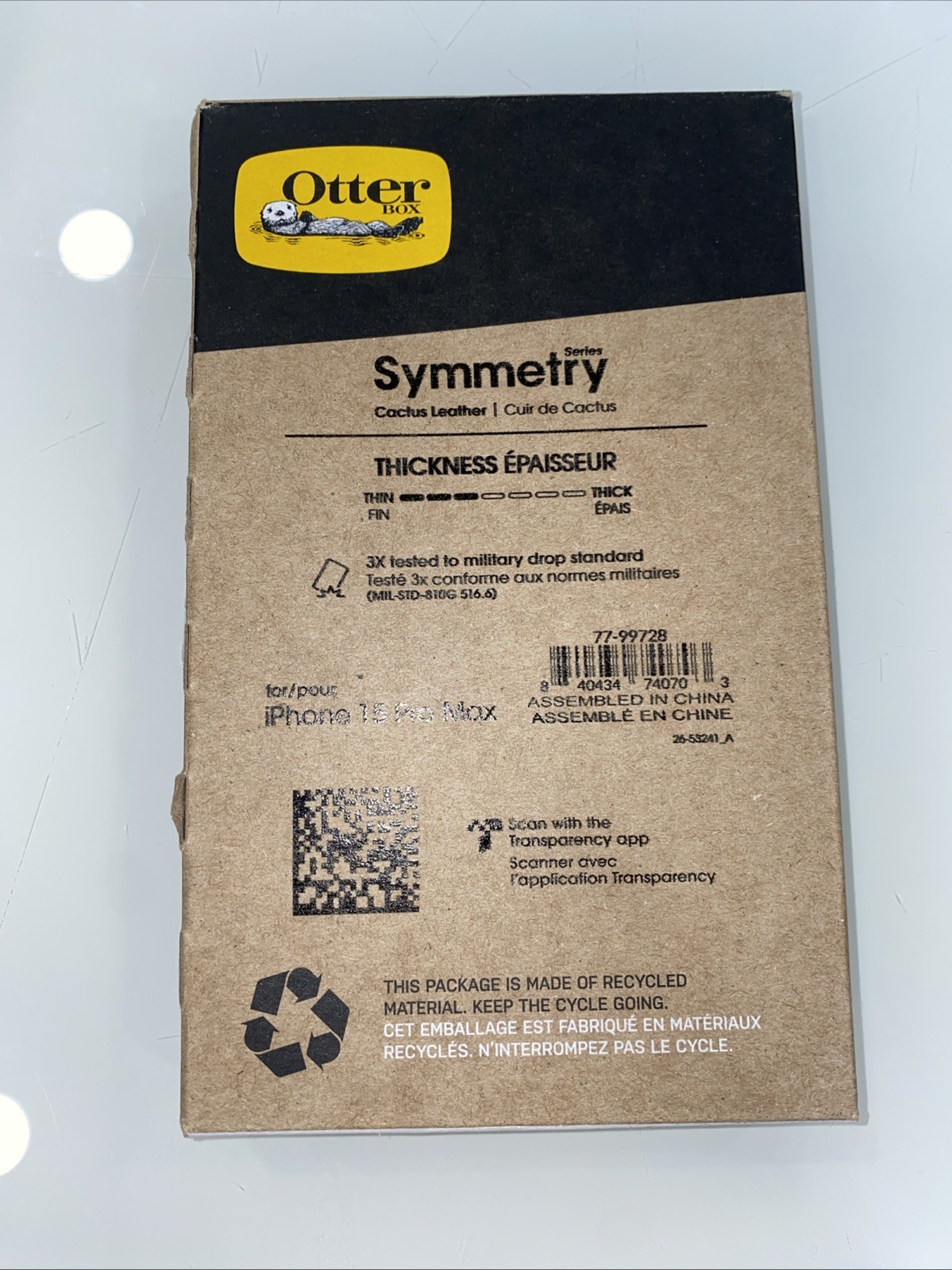 OtterBox iPhone 15 Pro Max Symmetry Series Cactus Leather Embroidery Garden Blue