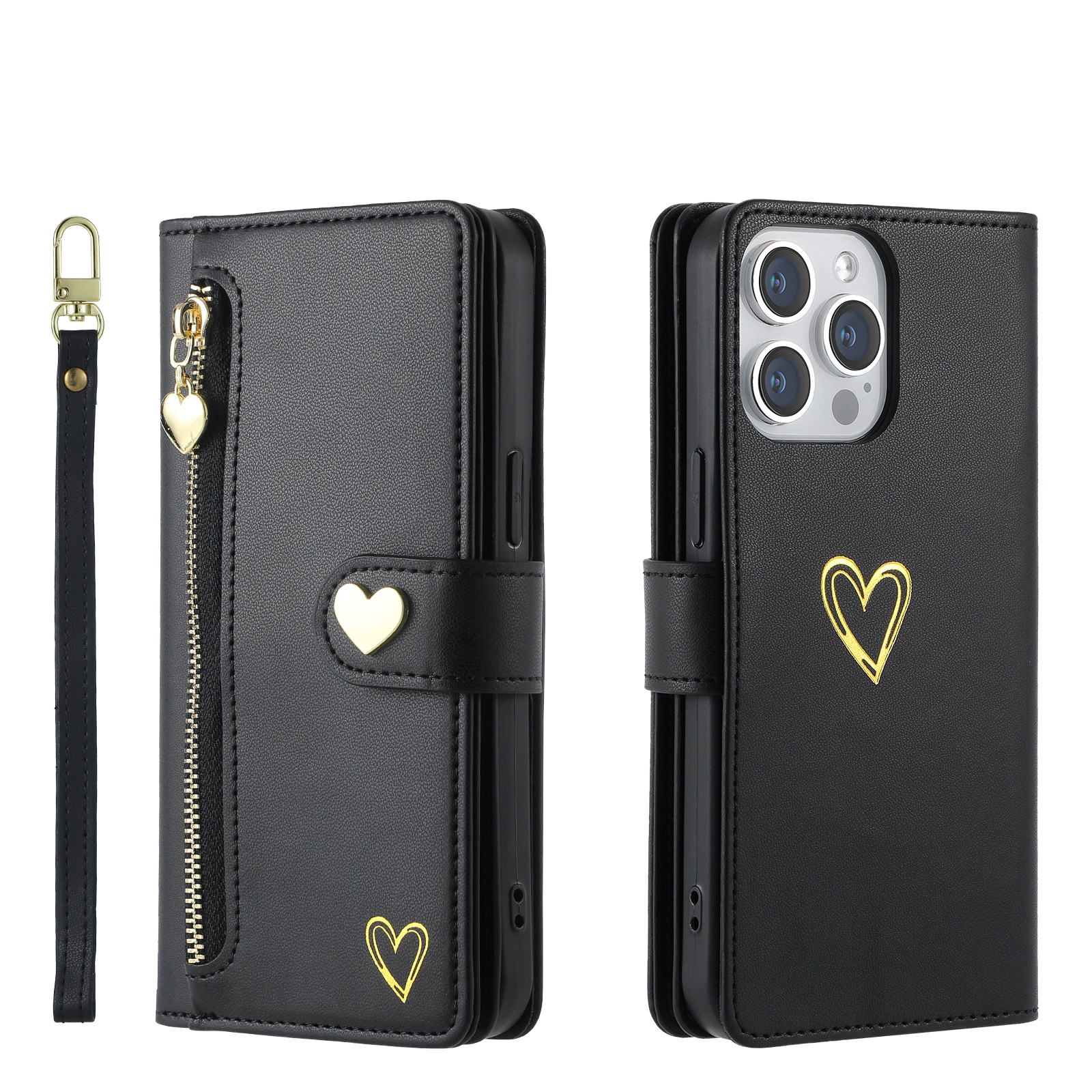 Zipper Leather Card Wallet Holder Case For iPhone 17 16 15 Pro Max 14 13 12 11